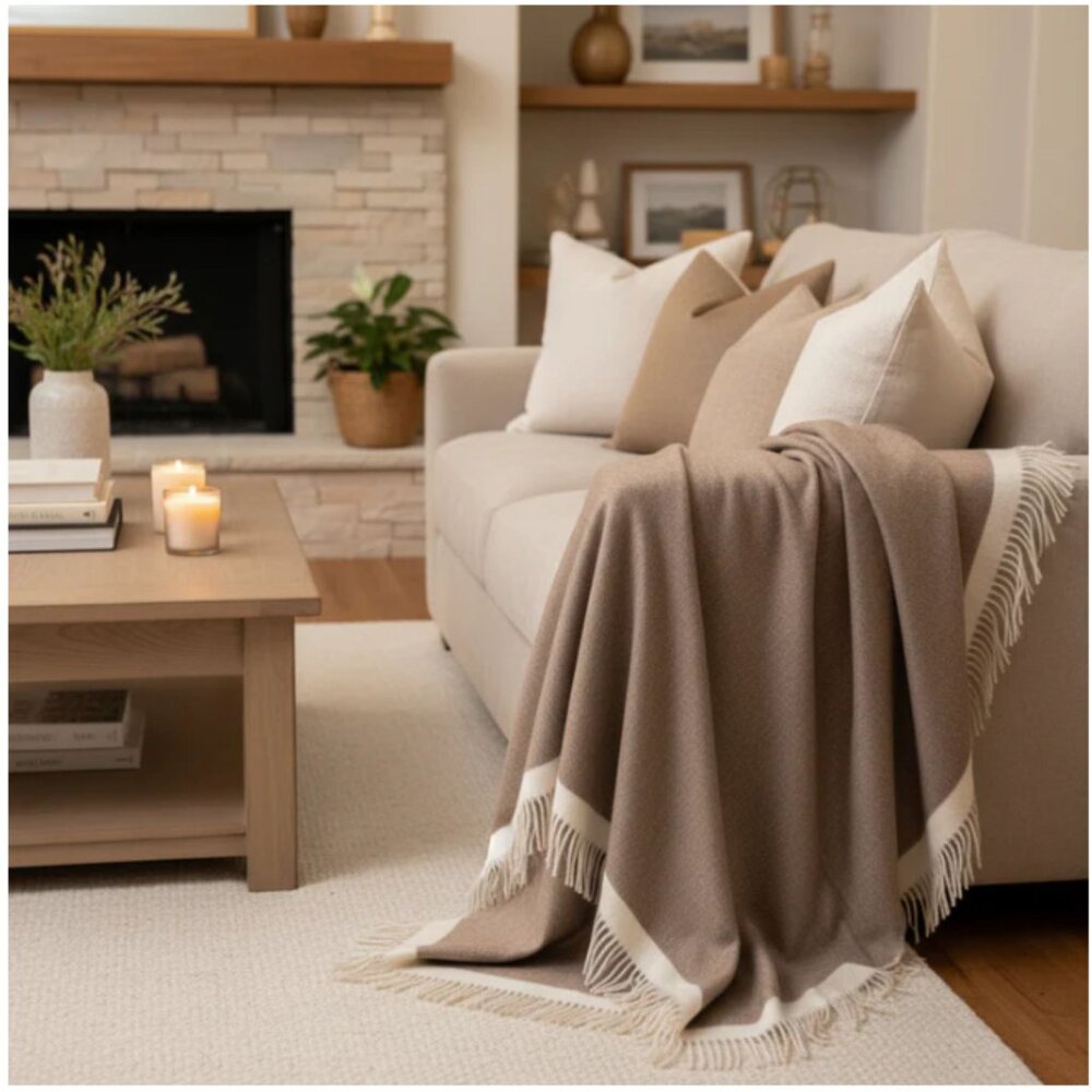 ARTZNL 100% Baby Alpaca ECO Throw Undyed Blanket Large Brown All Season Luxury - Picture 5 of 12